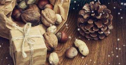 Traditional Christmas presents, pine cone and nuts showing the history of Christmas lesson resources